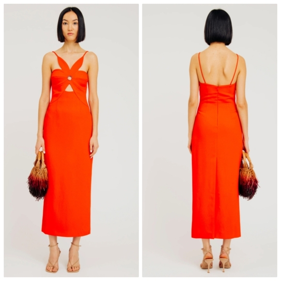 New Torn By Ronny Kobo Anna Crepe Crimson Dress Spring 2025 Size Medium NWT - Picture 1 of 15